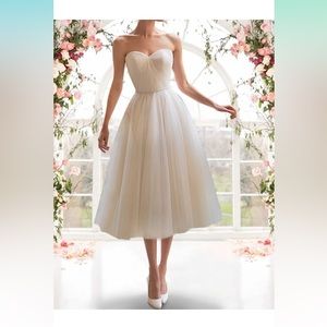 Off white Tea Dress with Jeweled Waist